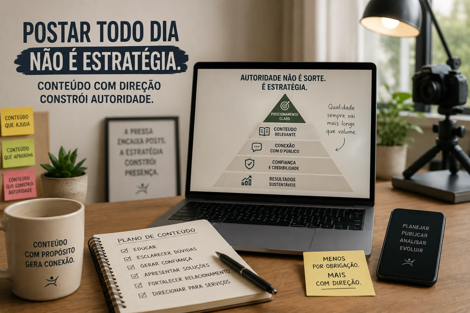 Profissional da saúde organizando uma estratégia de conteúdo além da frequência de postagens